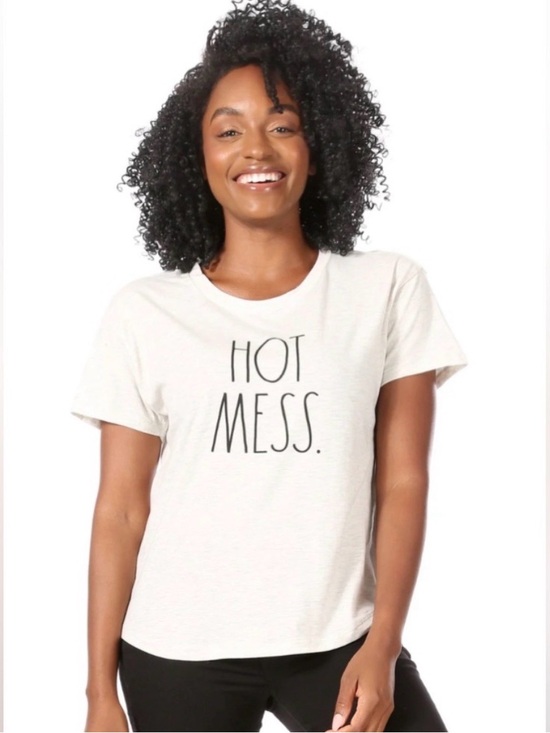 Rae Dunn Tops - RAE DUNN HOT MESS Graphic Tee S 18” p2p White EUC